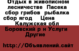 Отдых в живописном лесничестве. Пасека, сбор грибов, рыбалка, сбор ягод. › Цена ­ 1 000 - Калужская обл., Боровский р-н Услуги » Другие   